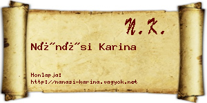 Nánási Karina névjegykártya